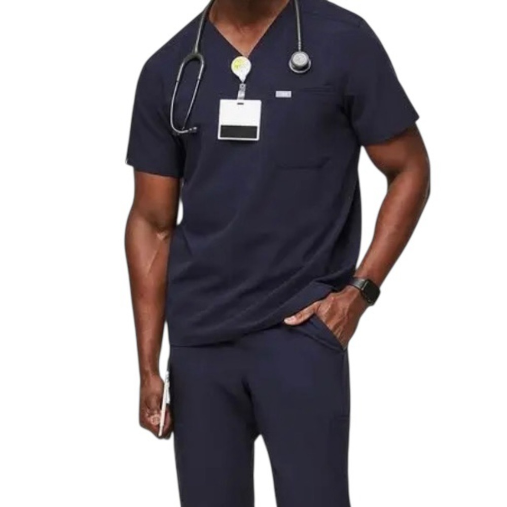 FIGS Men's XXL Leon Three-Pocket Scrub Top Navy Blue Style #M21SW1051